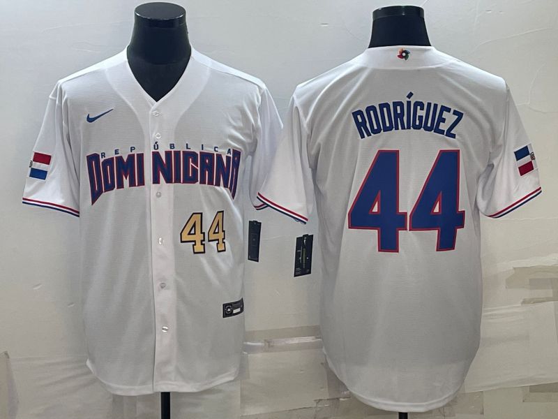 Men 2023 World Cub 44 Rodricuez White Nike MLB Jersey3